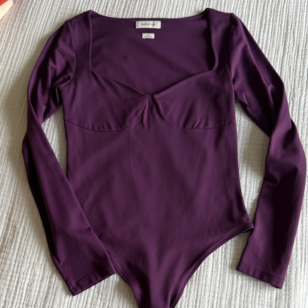 Aritzia Deep Purple Long Sleeve Bodysuit